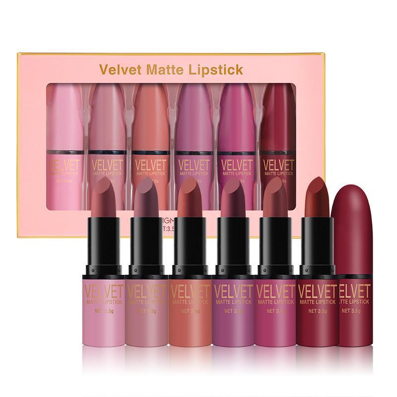 Long Lasting Matte Lipstick (6 Counts set), Moisturizing Matte Lipstick, Suitable for All Occasions Lip Makeup, Girls and Women Makeup Accessories