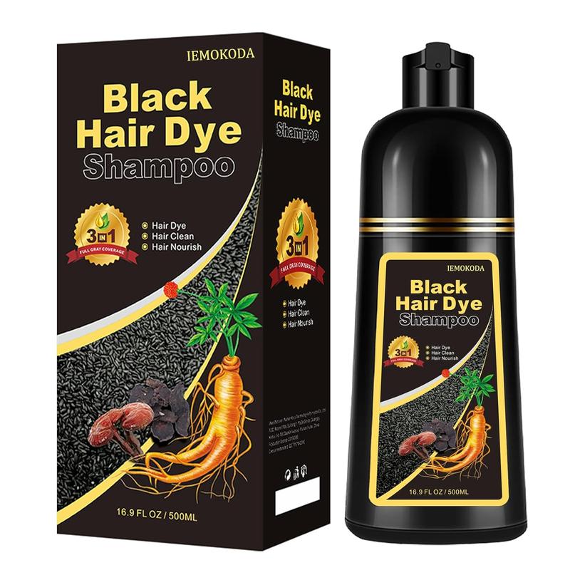 Black Hair Dye Shampoo,Gray Hair Coverage, 3-in-1 Unisex Hair Color Shampoo With Natural Ingredients, No Skin-Stain - Ammonia Free. Haircare