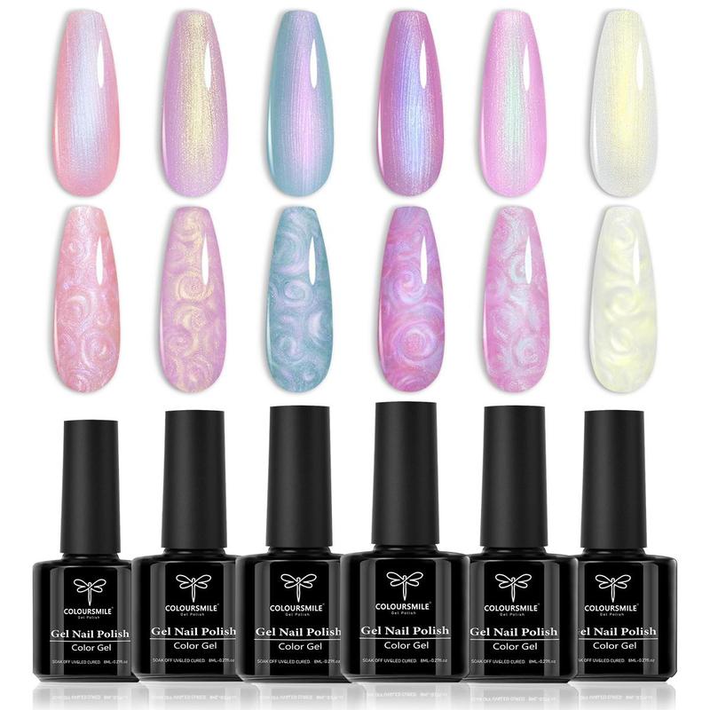 6 Colors Pearl Gel Nail Polish, 6 Counts set Shimmer Soak off UV Gel LED Lamp Nail Art Gel, Nail Art & Nail Polish for Women & Girls