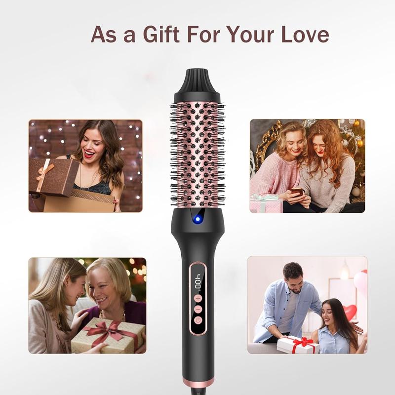 Thermal Brush 1.5'', Upgrade to 400 °F Curling Iron Curling Brush, 9 Temps Heated Round Brush Thermal Round Brush with LCD Display, 2 PTC Ceramic Tourmaline Ionic Hair Curler Hair Styling Tools