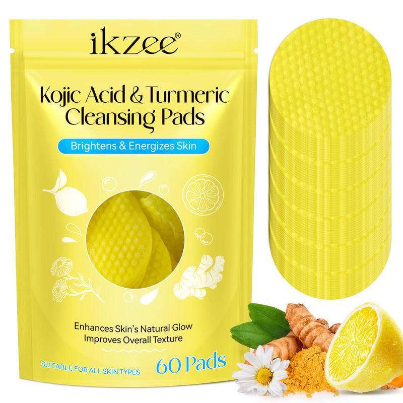 Kojic Acid & Turmeric Cleansing Pads, 120 Pads Gentle Exfoliating Face Cleaning Pads, Natural Brightening Skin Care Products for Face and Body