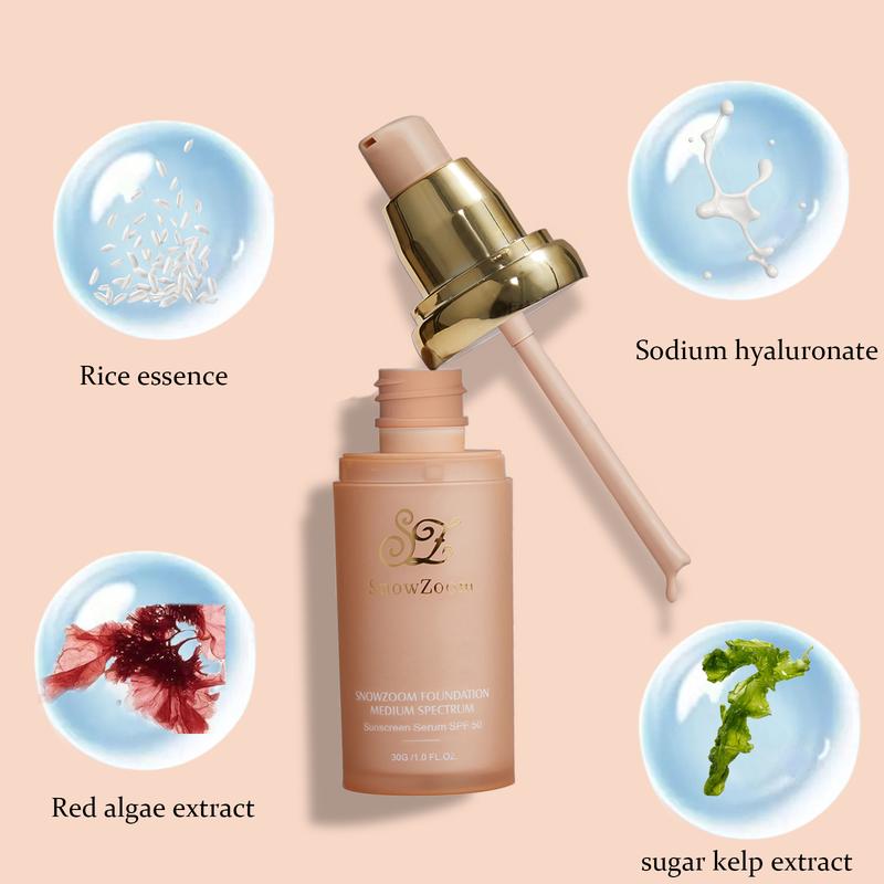 Snow Zoom Medium Spectrum-Color Changing Foundation 4 in 1 New Packaging-Longwearing & Waterproof- SPF 50+-Full Coverage Concealer 1OZ（35ml）