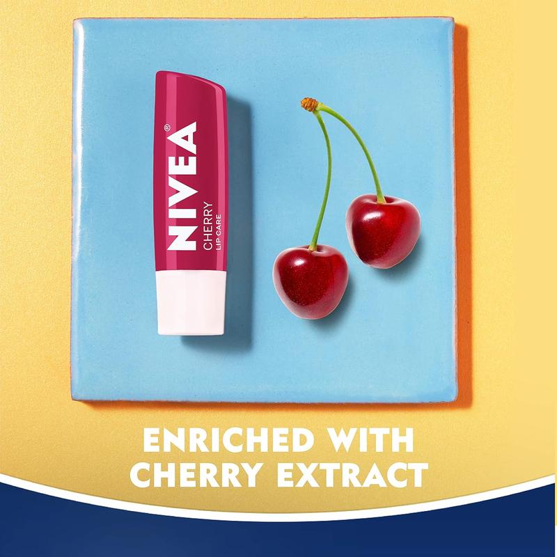 NIVEA Lip Care, Fruity Tinted Lip Balm Variety Pack, Includes Cherry, Strawberry, Blackberry and Watermelon Scents