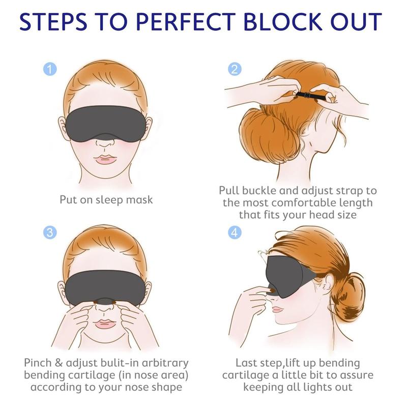 Cotton Sleep Mask – Updated Light-Blocking Design, Soft & Comfortable Eye Mask for Men & Women, Includes Travel Pouch (Black)