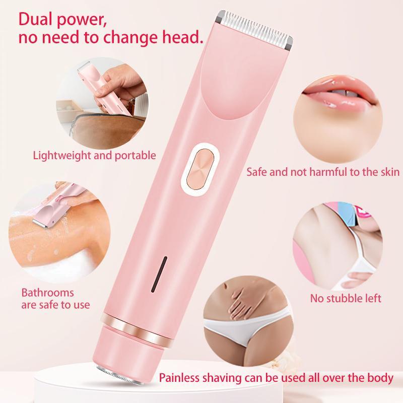 Double Head Electric Shaver, 1 Box Waterproof Bikini Trimmer, Gentle & Painless Hair Remover for Sensitive Areas, Personal Care Appliances, Christmas, Christmas Gift