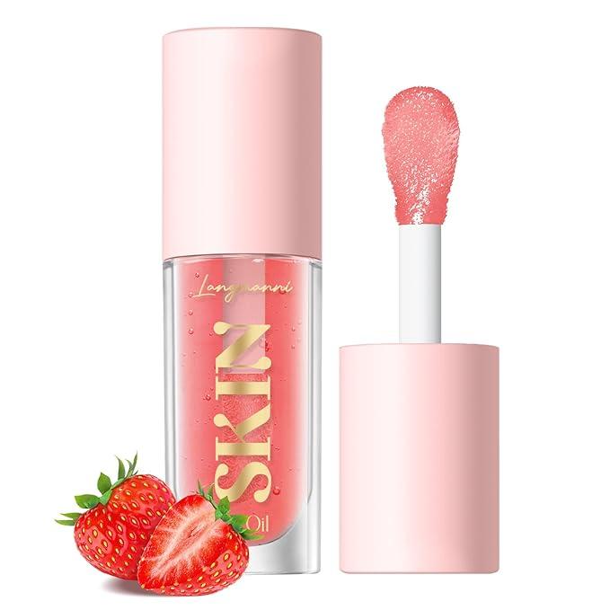 LANGMANNI Moisturizing Lip Oil,No-Sticky Lip Gloss Lip Balm Lip Care,Fruit Flavoured Lip Oil For Dry Lip's Moisturizing Hydrating And Nourishing ((Cherry))