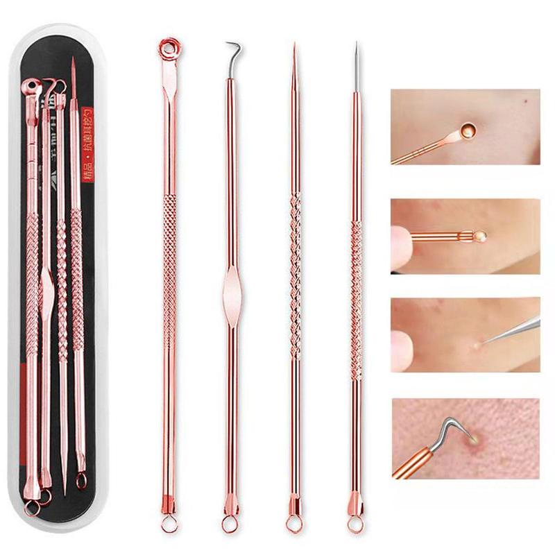 Blackhead & Acne Removal Needle Tool Kit with Storage Case, 4pcs Comfort Black Dots & Pimple Cleaner, Invisible Acne Pore Cleanser Needle Set, Professional Skincare Tools for Women