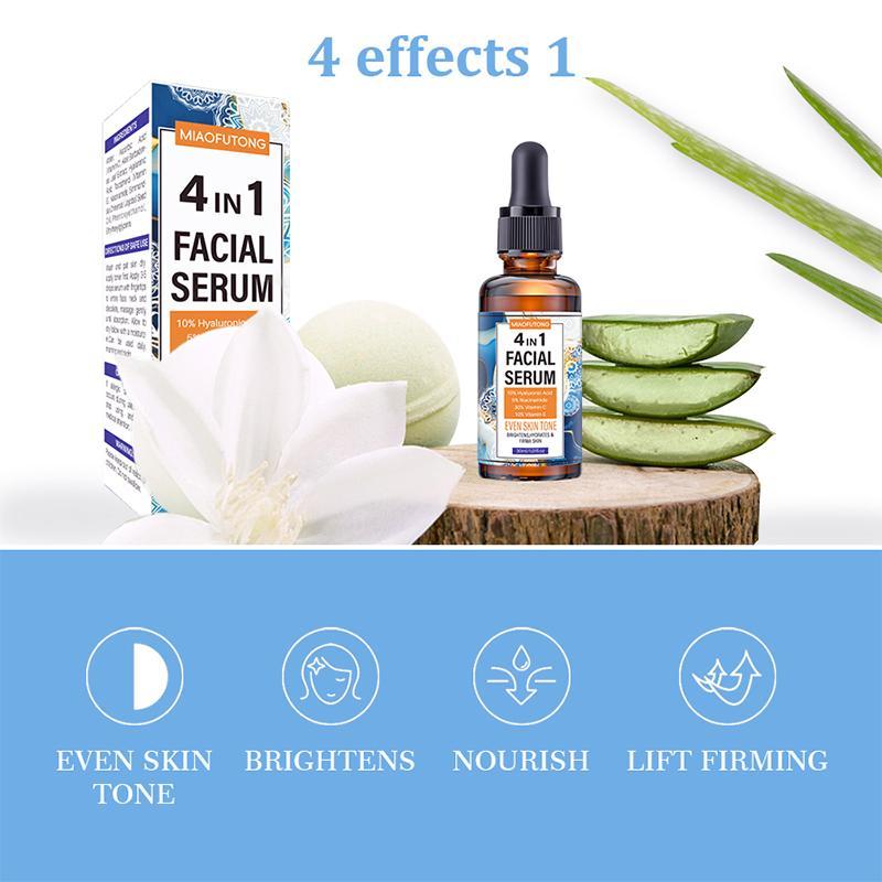 4 in 1 Facial Serum, 3 Counts Moisturizing Skin Care Serum Suitable All Skin Types, Hydrating Facial Essence for Women & Men, Christmas Gift