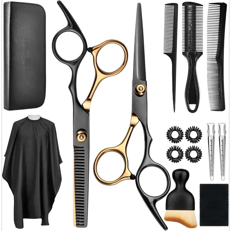 15 Pcs Hair Cutting Scissors Kit, Professional Stainless Steel Hairdressing Shears Set with Thinning Scissors  Haircare Heatless Haircare Heatless