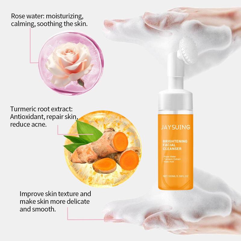 Turmeric Brightening Facial Cleanser, 1 Box Gentle Deep Cleansing Facial Mousse, Moisturizing Facial Cleanser, Facial Skin Care Product for Women & Men