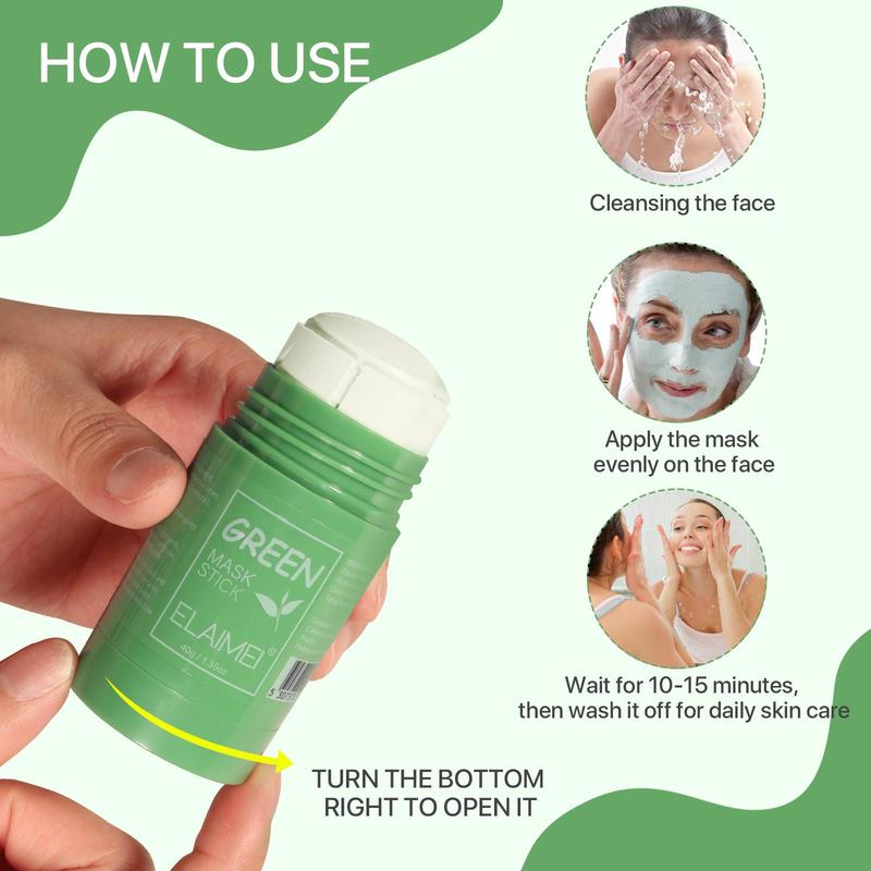 Green Tea Mask Stick, Deep Cleansing Face Mask, Moisturizing Facial Skin Care Product for Women & Men