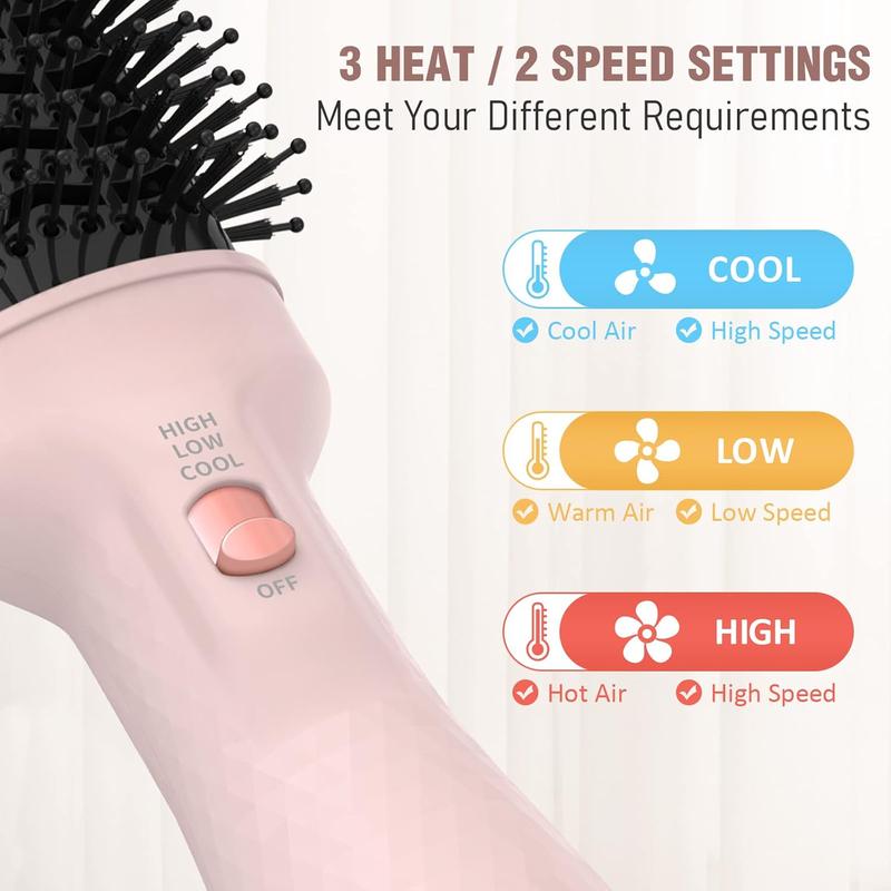 One Step Hair Dryer Brush and Styler Volumizer, Multifunctional 4 in 1 Ceramic Tourmaline Negative Ion Hot Air Styling Brush, Professional Salon Blow Dryer Brush for Drying Curling