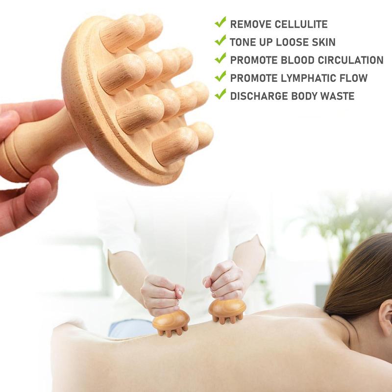 Wooden Massage Roller, Manual Muscle Relaxation Massaging Tool for Full Body Use, Handheld Manual Massager