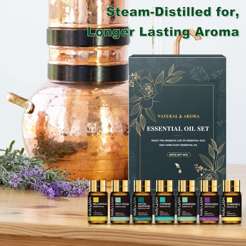 35x5ML Essential Oil Gift Set, Pure Essential Oils for Diffusers Massage, Fragrance Oil Scented Oil for DIY Soap Candle Making