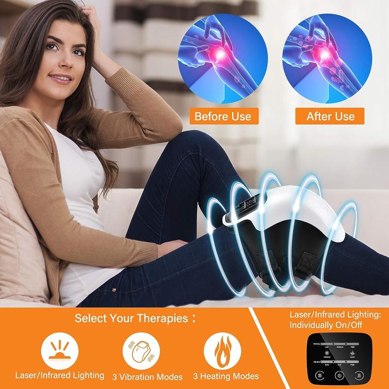 JOYYE Knee Massager, Heat and Vibration, Adjustable Temperature, with Clear LED Screen, Portable Rechargeable Massager for Knee Discomfort, Muscle Relaxation Gift Cordless