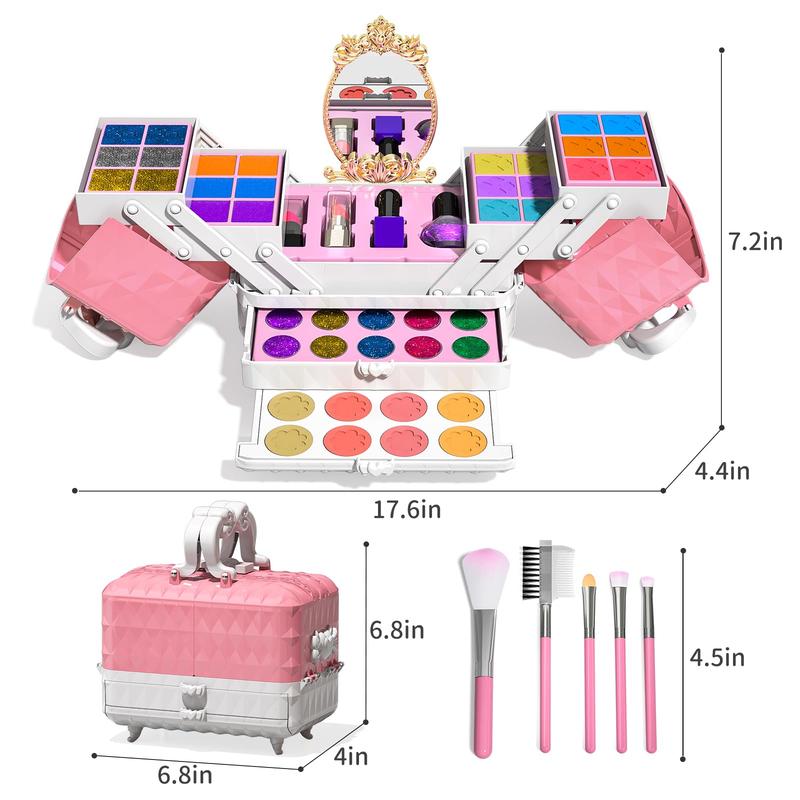 Christmas Gift Makeup Kit - 52 PCs pretend makeup, toys washable make up, non toxic cosmetic for little, princess birthday gift