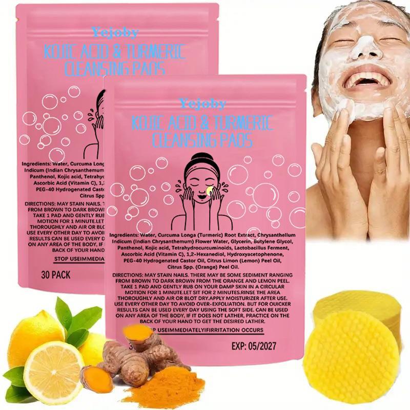 [$17.99 Get 2 Pack] Turmeric Cleansing Exfoliating Pads Facial Cleansing Skincare, cleansing, skin care, cleansing Turmeric Comfort Cleanser Turmeric Kojic Acid Cleansing Exfoliating Pads Facial Cleansing   Foaming Skincare Organic Gentle Smooth Acrylic