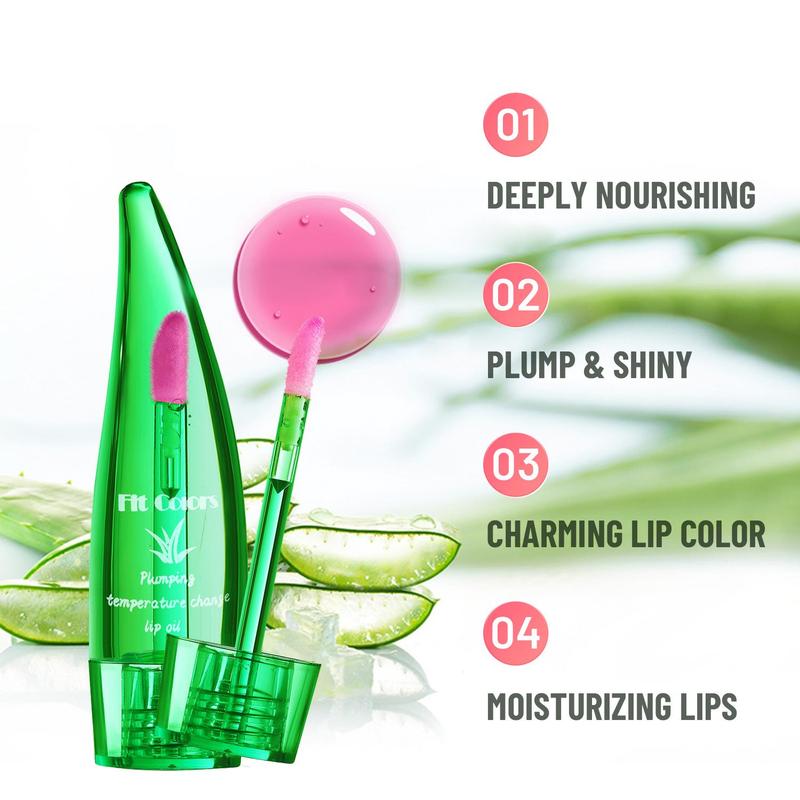 Aloe Vera & Chili Oil Lip Gloss, 4 Counts set Moisturizing Temperature Changing Lip Oil, Glossy Lip Glaze, Plumping Lip Oil for Girls & Women