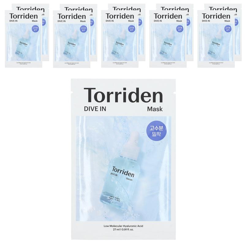 Torriden Dive In, Low Molecular Hyaluronic Acid Beauty Mask, 10 Sheet Mask, 0.91 fl oz (27 ml) Each