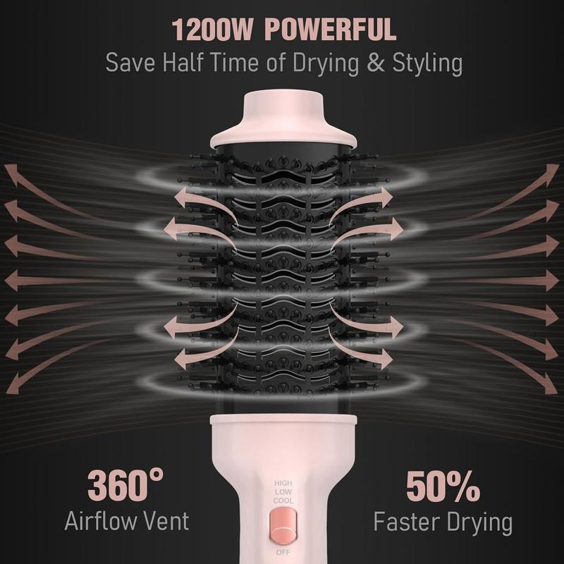 One Step Hair Dryer Brush and Styler Volumizer, Multifunctional 4 in 1 Ceramic Tourmaline Negative Ion Hot Air Styling Brush, Professional Salon Blow Dryer Brush for Drying Curling