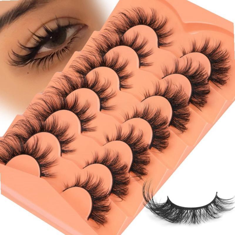 Natural False Eyelashes, 7 Pairs Wispy Look Faux Cluster Lashes, Volumized False Eyelashes for Women and Girls Eye Makeup Enhancement, Lash Extension Kit