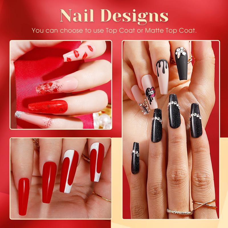 ROSALIND 8PCS Gel Nail Polish Set,White Red Black Glitter Gel Polish Long Lasting Gel Collection