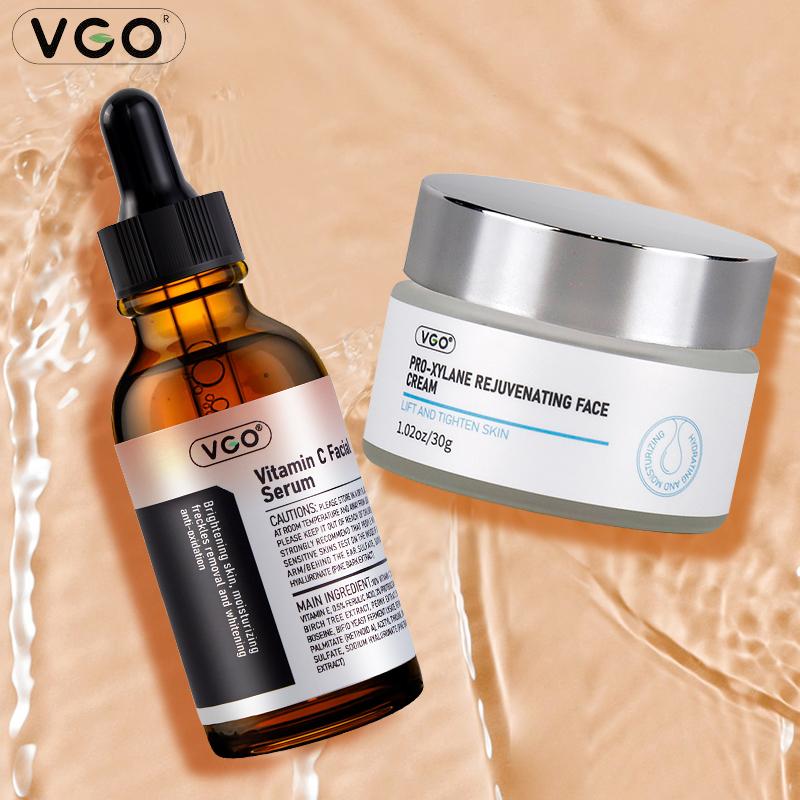 VGO Vitamin C Facial Serum Essence 30 60ml and Pro-Xylane face Cream Ultimate Hydration and Nourishment for Radiant Skin Hydrating USA Skin Care Set