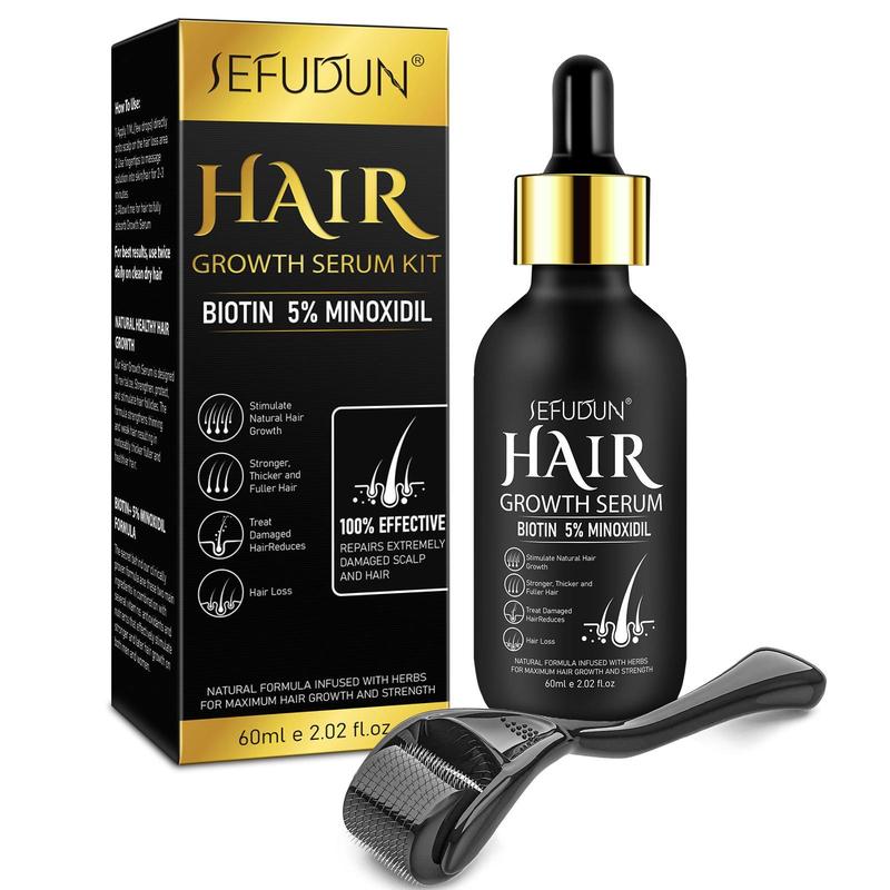 Hair Strengthening Serum with Microneedle Roller, Hair Care Essence, Moisturizing Hair Care Product for Men & Women