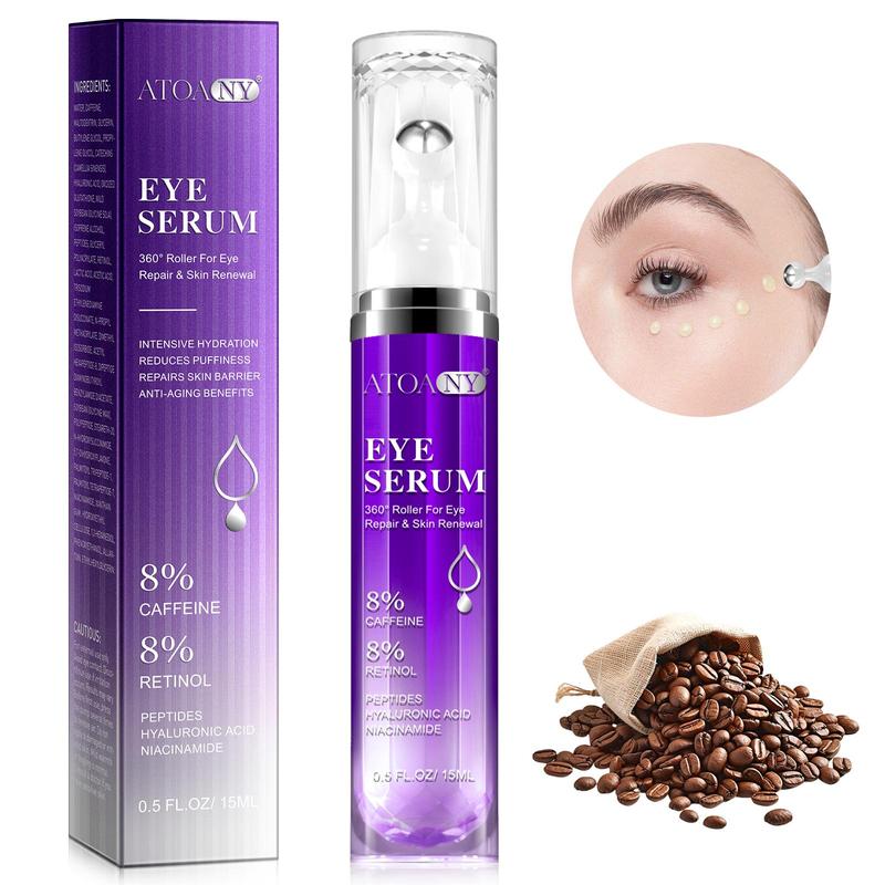 Caffeine Eye Serum, Hydrating & Firming Eye Serum, Roller Ball Application Design Eye Care Essence for Girls