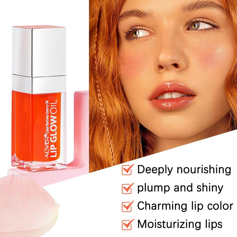 Lip Glow Oil, 5 Counts set Moisturizing Lip Oil, Nourishing Tinted Lip Oil, Plumping Lip Gloss, Glossy Lip Glaze, Plumping Lip Oil for Girls & Women