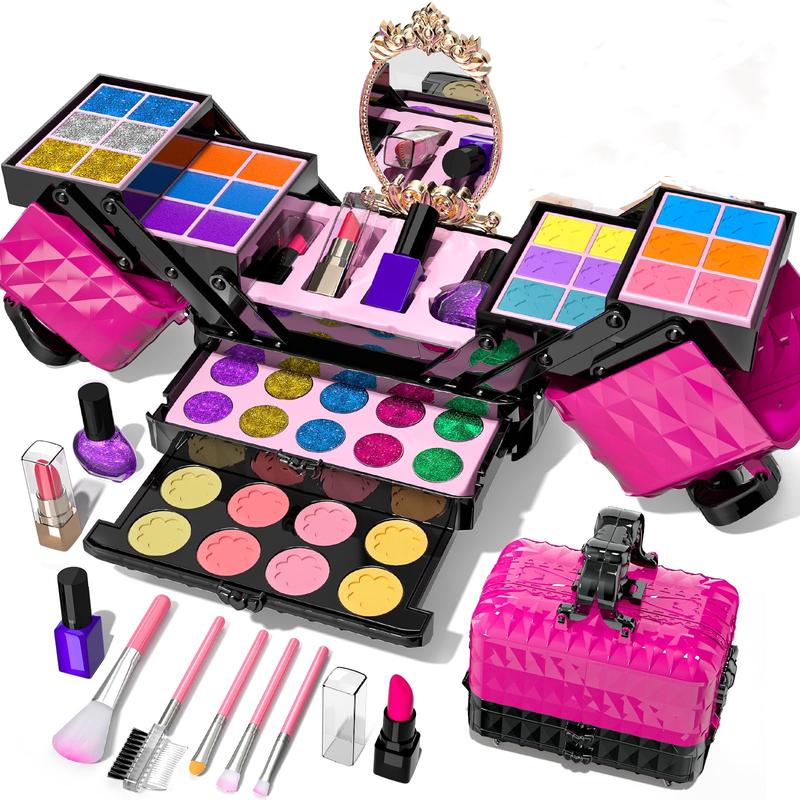 Christmas Gift Makeup Kit - 52 PCs pretend makeup, toys washable make up, non toxic cosmetic for little, princess birthday gift