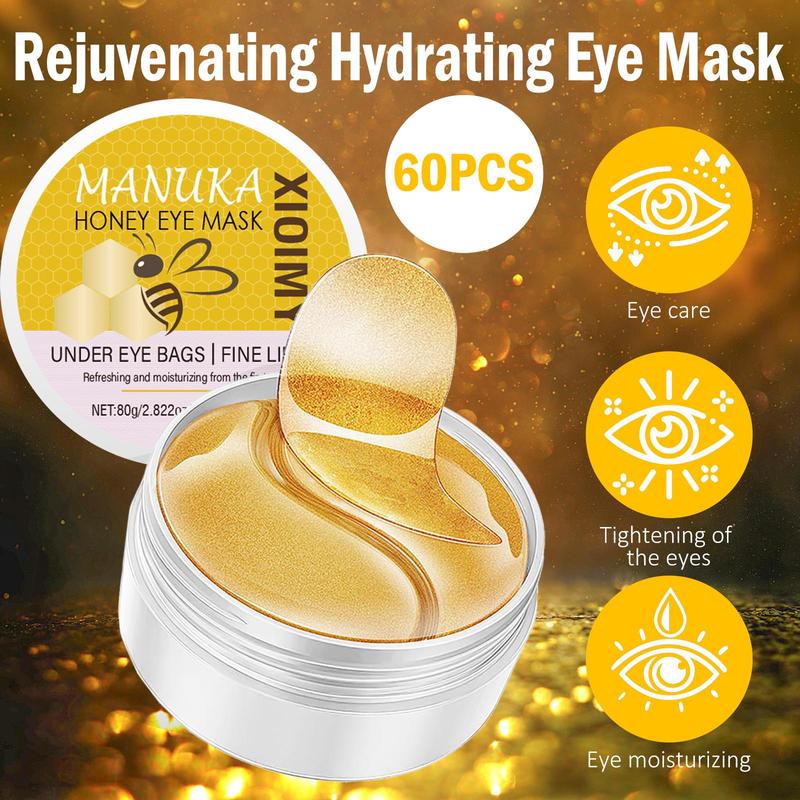 Manuka Honey Eye Mask, 60pcs box Deep Moisturizing Firming Eye Mask, Eye Care Product for Women & Men, Daily Skincare Product for Daily Use