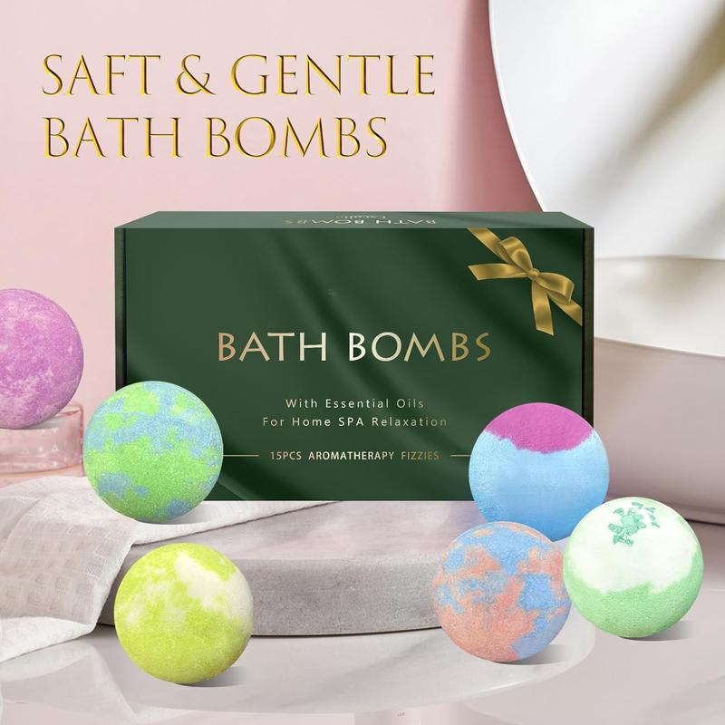 Bath Bombs for Women Gift Set, 15 Pcs Handmade Bubble Bathbombs, Shea & Coco Butter Dry Skin Moisturize, SPA Relaxing Gifts for Women & Men, Her, Girls, Wife, Birthday