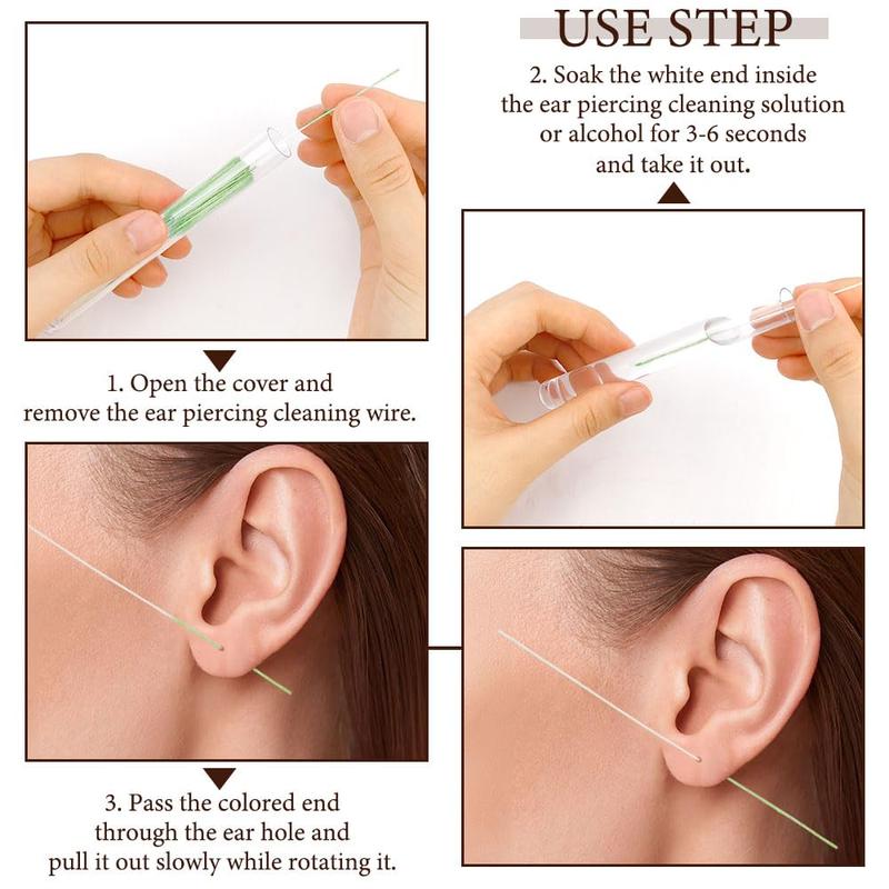 Ear Piercing Cleaner Floss,Ear Hole Cleaner,Ear Piercing Cleaner,180PCS Piercing Cleaner Floss,Piercing Cleaner,Earring Cleaner,Earring Hole Cleaner,Piercing Floss,Ear Hole Floss,Piercing Hole Cleaner