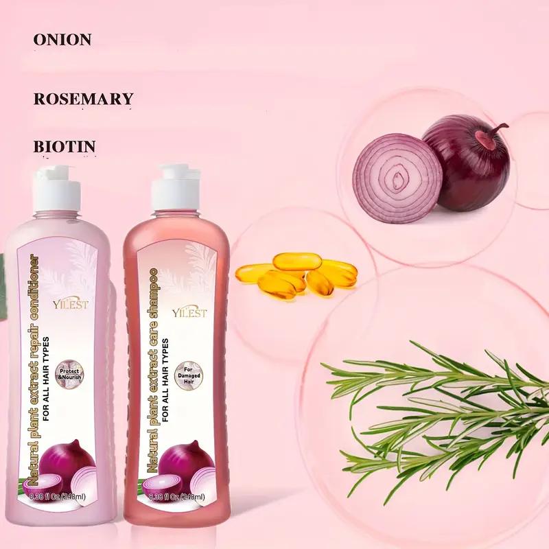 Onion Biotin & Rosemary Shampoo Duo -  2pcs  Each, Paraben-Free, Deep Moisturizing & Nourishing for Soft, Shiny Hair, Suitable for All Hair Types