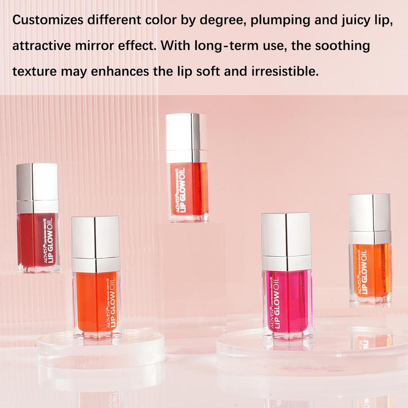 Lip Glow Oil, 5 Counts set Moisturizing Lip Oil, Nourishing Tinted Lip Oil, Plumping Lip Gloss, Glossy Lip Glaze, Plumping Lip Oil for Girls & Women