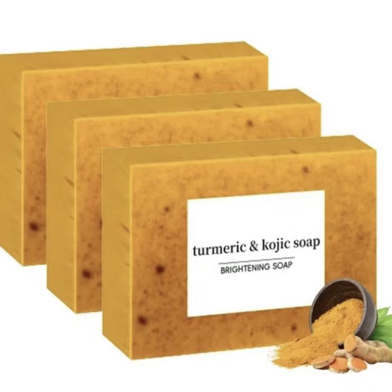 3PCS Lemon Turmeric KojicAcid SoapTurmeric & Kojic Acid Brightening Soap,DarkSpot Remover, Kojic Acid Soap, SoapBody CareBody Wash Lemon FlawlessOrganic