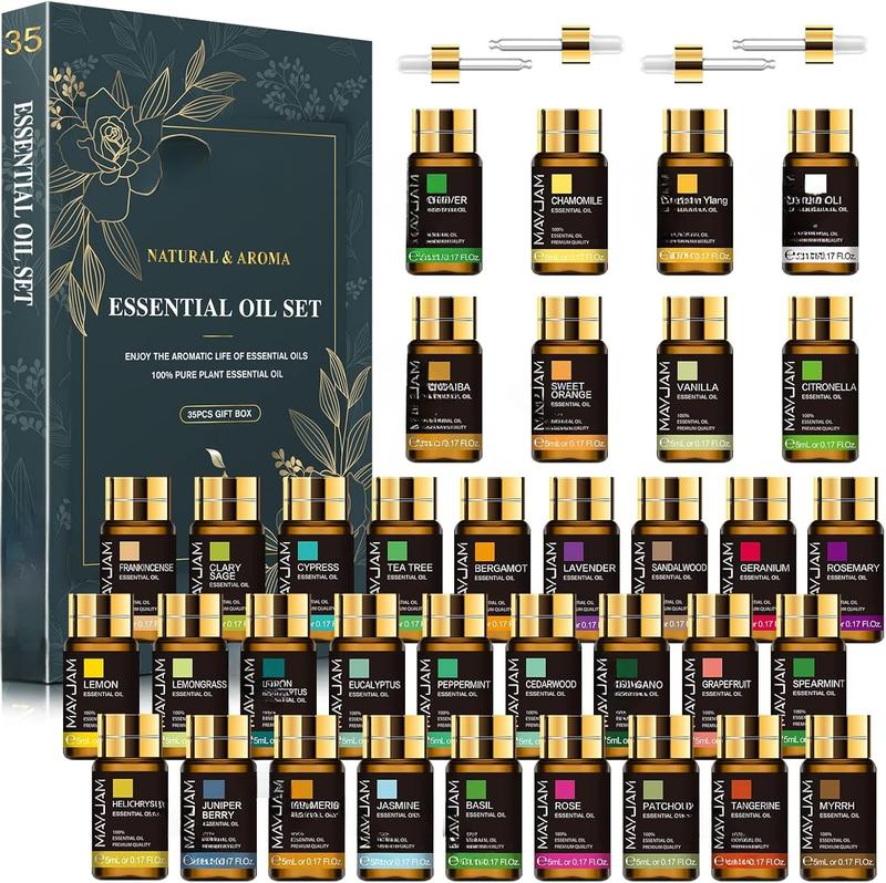 35x5ML Essential Oil Gift Set, Pure Essential Oils for Diffusers Massage, Fragrance Oil Scented Oil for DIY Soap Candle Making