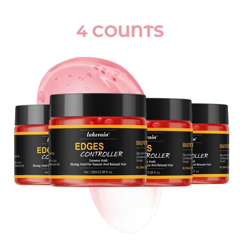 Edge Control Hair Gel, 4 Counts set Strong Hold Moisturizing  Hair Styling Gel, Professional Hair Care & Styling Product for Men & Women Daily Use