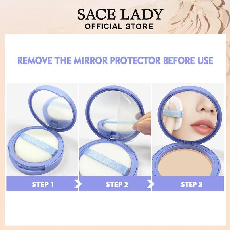 SACE LADY Oil Control Face Powder Waterproof Setting Powder Matte Face Makeup With Puff 0.35Oz