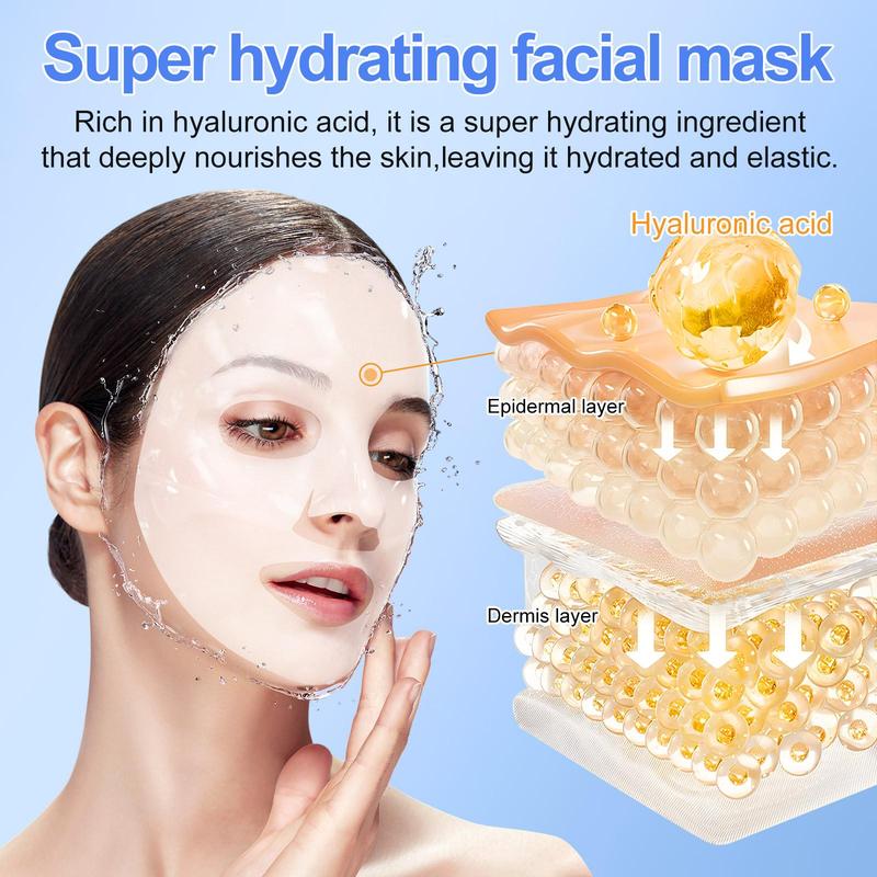 YECUCE Collagen Mask 6 Counts box, Deep Collagen Energy Boosting Mask, Rich in Marine Collagen, Small Molecule Collagen, Sheet Mask, Sleep Mask, Moisturizing, Brightening Skin, Tighten Skin, Tender Skin, Suitable for Most Skin Types