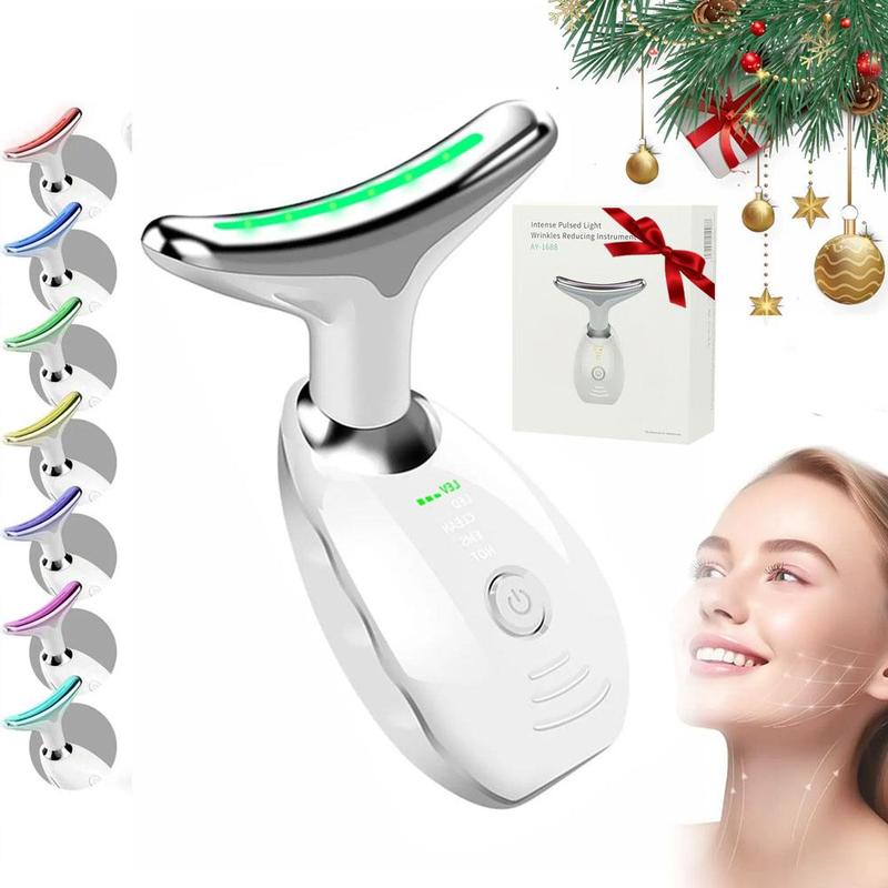 7 Colors Neck Face Lifting Massager, 1 Count Neck Skin Tightening Machine, Face Neck Massager, Multifunctional Facial Skin Care Tools, 7 Color Led Face Neck Beauty Instrument for Home for Men Women at Home Outdoors, Halloween, Christmas, Fall, Winter Gift