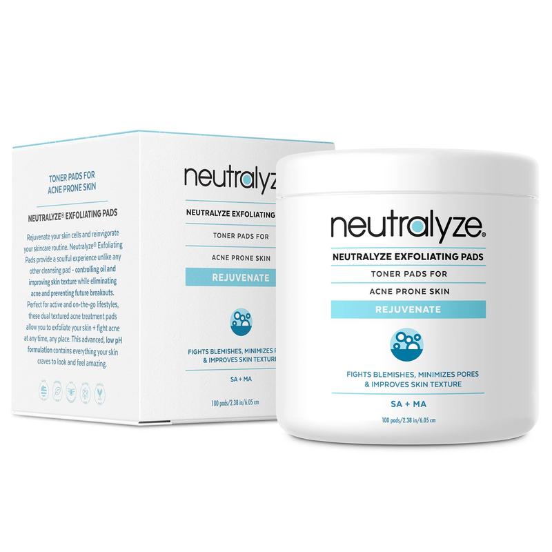 Neutralyze Exfoliating Acne Pads - Maximum Strength Acne Wipes for Face & Back - Medical Grade 2% Mandelic Acid & Salicylic Acid Pads (100 Count)