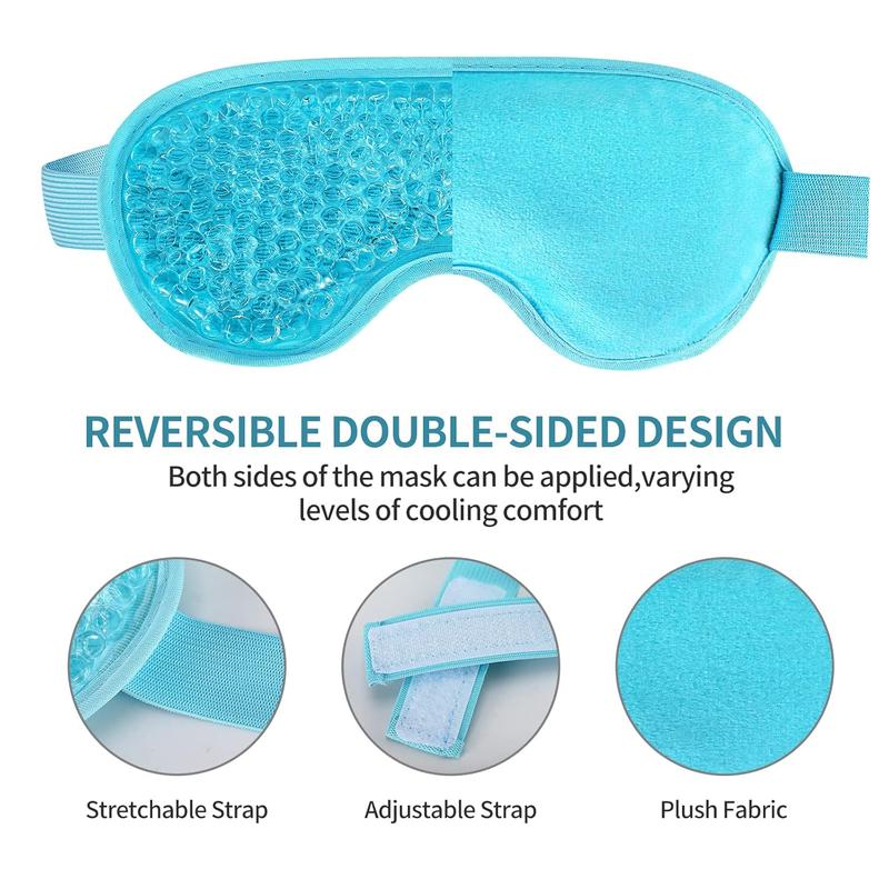 2 Count Gel Eye Mask Reusable Hot Cold  Gel Bead Eye Mask for Puffiness Dark Circles Eye Bags Dry Eyes Headaches Migraines Stress Relief, Cooling Eye Mask Hot Cold Compress Eye Mask Pack Comfort Soothing