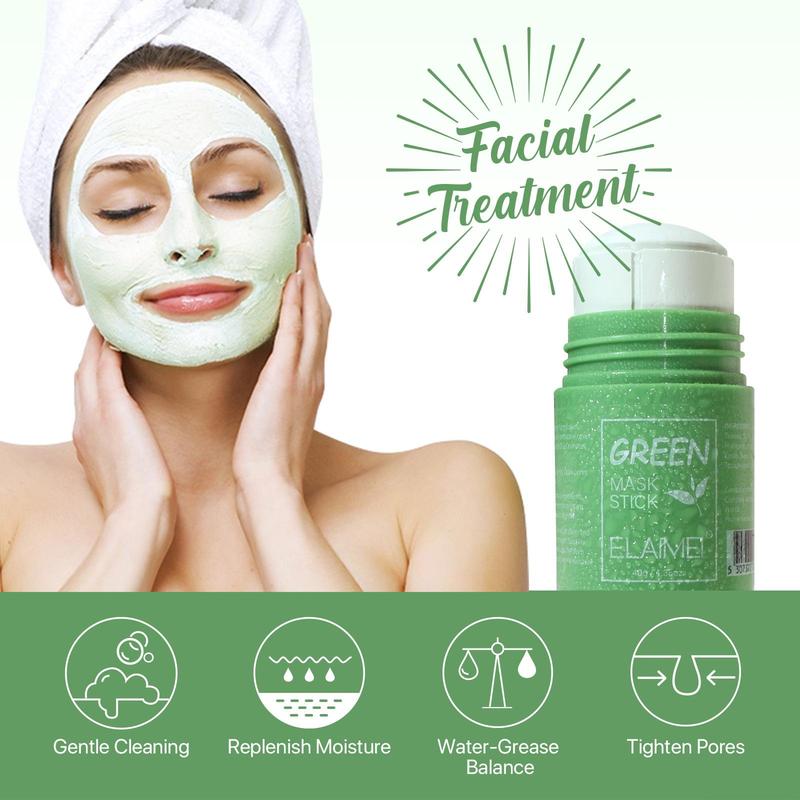 Green Tea Mask Stick, Deep Cleansing Face Mask, Moisturizing Facial Skin Care Product for Women & Men