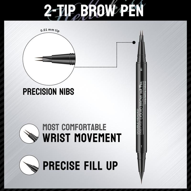 urved Eyebrow Pen - Eyebrow Pencil Magical 2-in-1 Dual-Ended Eye Brow Pencils for Women with Fork-Tip & Precise Brush-Tip Create Natural Hair-Like Brows, Last All-Day