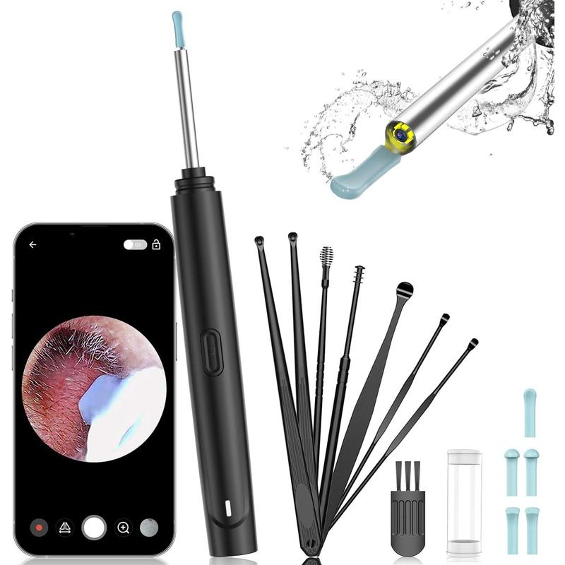 Ear Wax Removal,Ear Wax Removal Tool with 1296P HD Camera and 6 LED Lights, Ear Cleaner with 6 Ear Pick, Upgrade Ear Wax Removal Tool for iOS and Android, Black