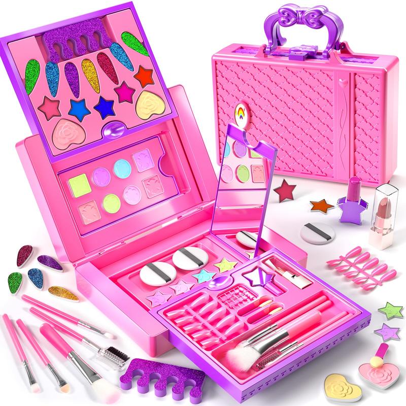 Christmas Gift Makeup Kit - 52 PCs pretend makeup, toys washable make up, non toxic cosmetic for little, princess birthday gift