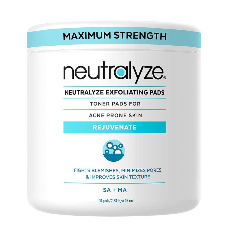 Neutralyze Exfoliating Acne Pads - Maximum Strength Acne Wipes for Face & Back - Medical Grade 2% Mandelic Acid & Salicylic Acid Pads (100 Count)