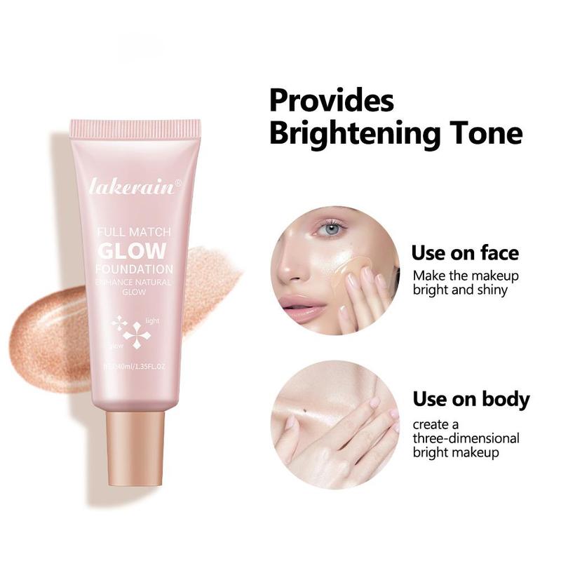 Long-lasting Glow Foundation, Natural Hydrating Glow Enhancer, Moisturizing & Brightening Shiny Foundation for An All Day Radiant Glow